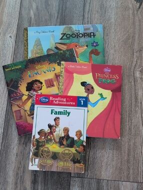 DISNEY Book Bundle of 4 Books Zootopia Encanton Princess and The Frog